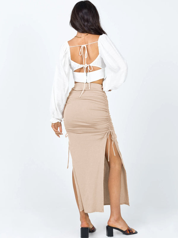 Alanna Women's Knitted Slit Slim Fit Hip Skirt