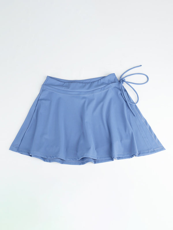 Deborah Sports Yoga Short Skirt Culottes Half Body Quick-Drying Pocket Skirt Side Slit Strappy Skirt