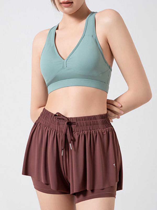Liana 2 in 1 Shorts Yoga Clothes Running Fitness Sports Tennis Skirt Pants Large Size Sports Shorts