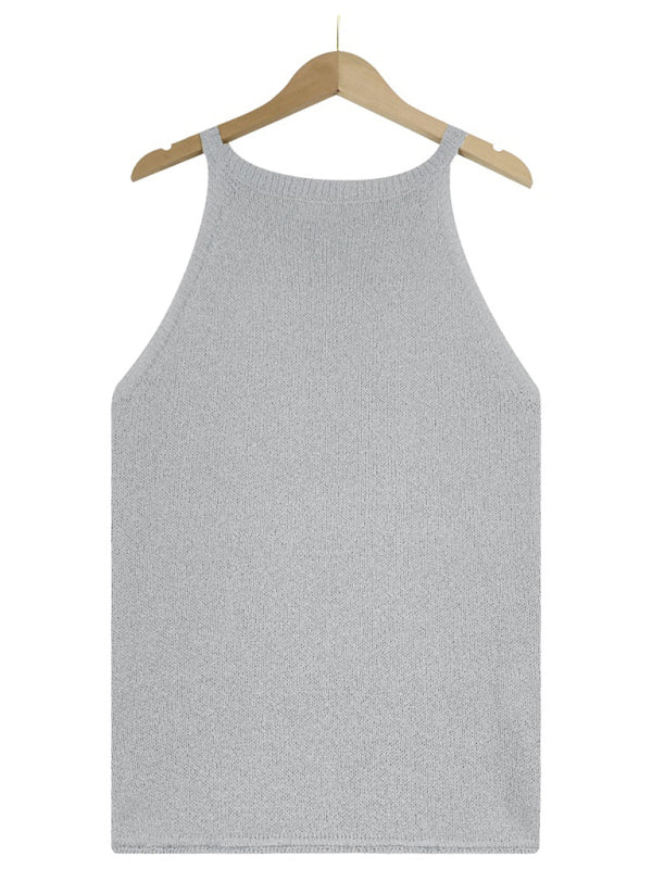 Araya Women's Solid Color Loose Halter Knitted Vest