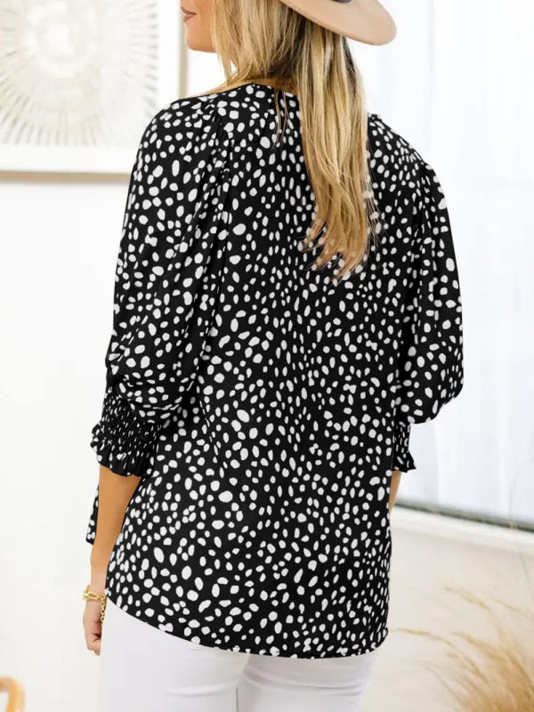 Leticia New Short Sleeve Round Neck Loose Printed Chiffon Shirt