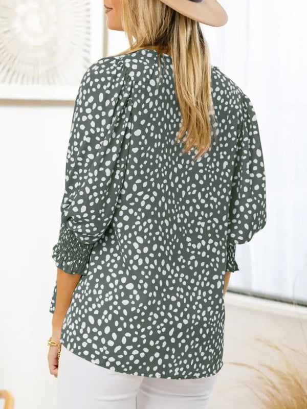 Leticia New Short Sleeve Round Neck Loose Printed Chiffon Shirt
