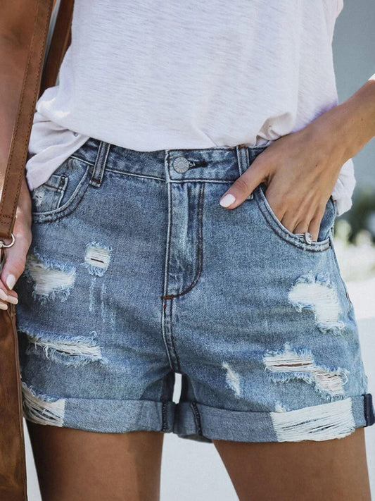 Meilani Destroyed High Stretch Denim Shorts