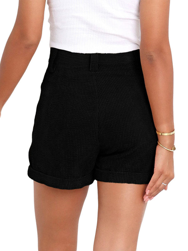 Alaina Casual Woven Polyester Summer High Waist Shorts