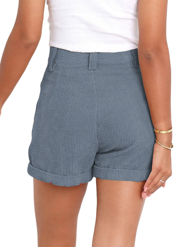Alaina Casual Woven Polyester Summer High Waist Shorts