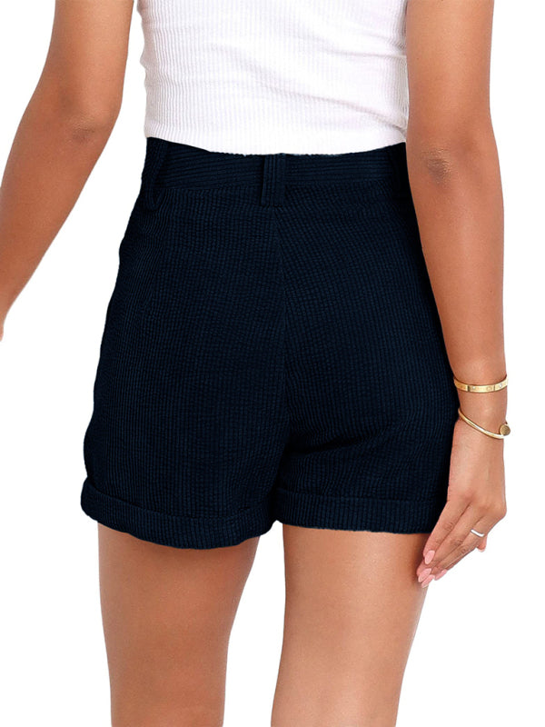 Alaina Casual Woven Polyester Summer High Waist Shorts
