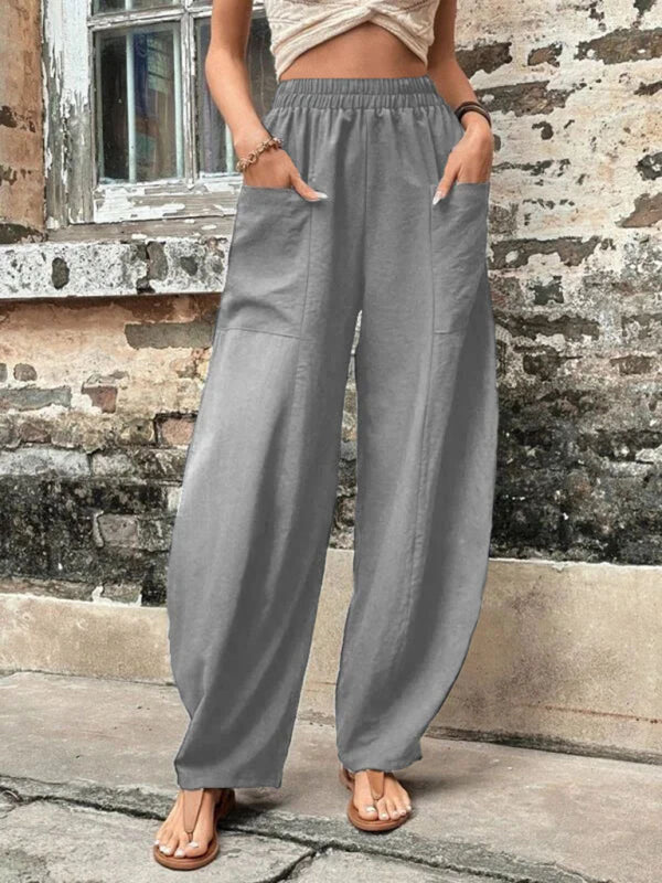 Aspen Women's Pants Solid Color Pocket Women's Casual Pants Elastic Pants Trousers