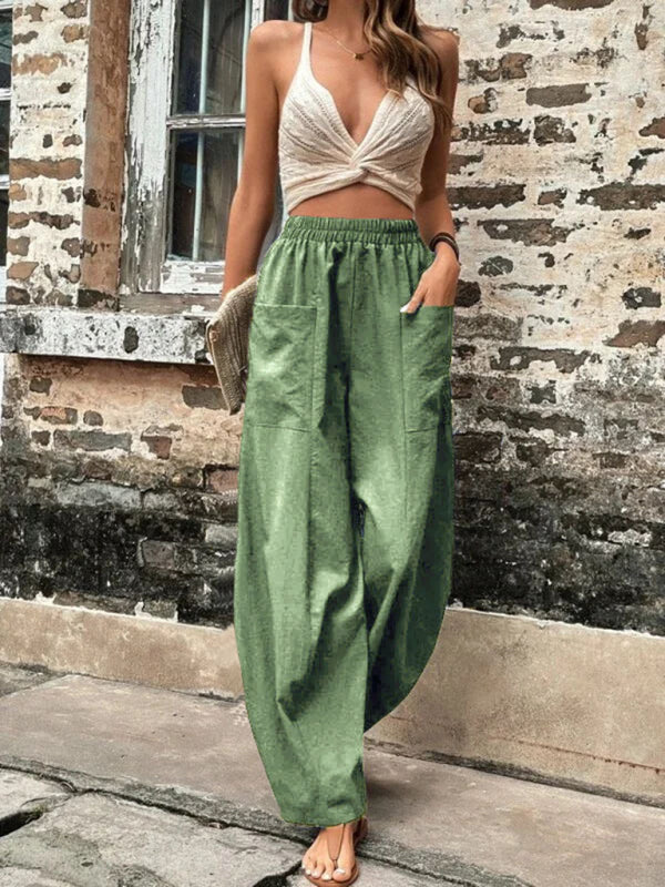Aspen Women's Pants Solid Color Pocket Women's Casual Pants Elastic Pants Trousers