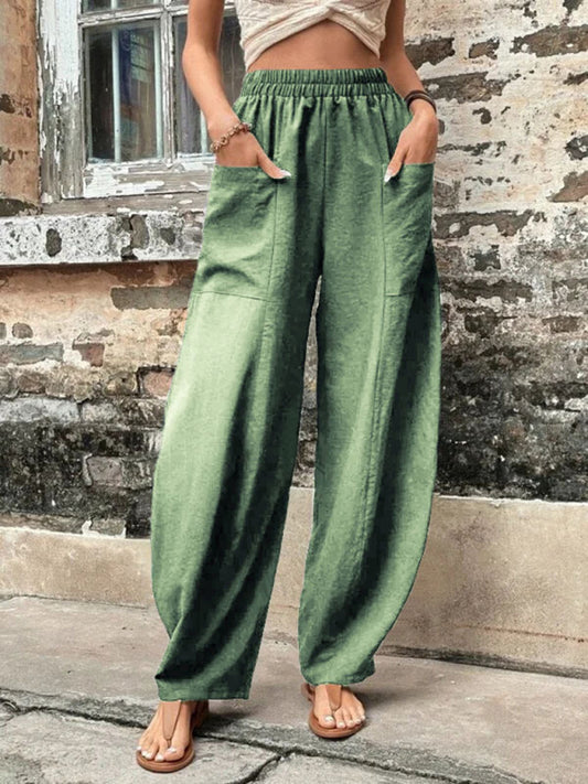 Aspen Women's Pants Solid Color Pocket Women's Casual Pants Elastic Pants Trousers