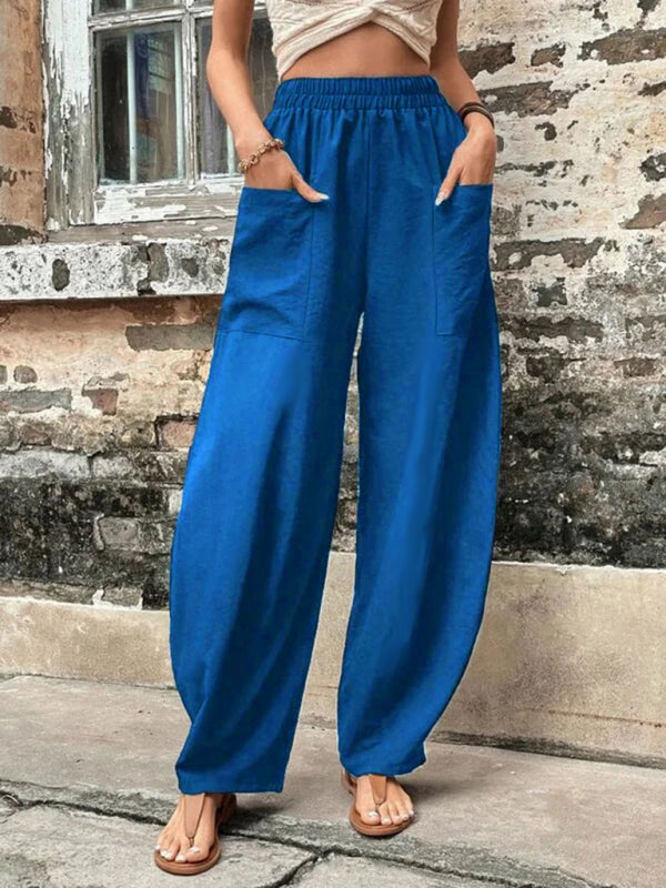 Aspen Women's Pants Solid Color Pocket Women's Casual Pants Elastic Pants Trousers