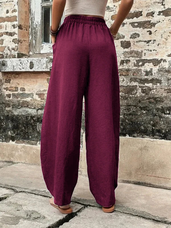 Aspen Women's Pants Solid Color Pocket Women's Casual Pants Elastic Pants Trousers