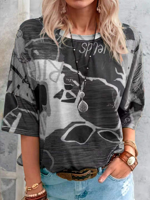Kelly New Summer European And American Gradient Contrast Color Women's Short-Sleeved T-Shirt