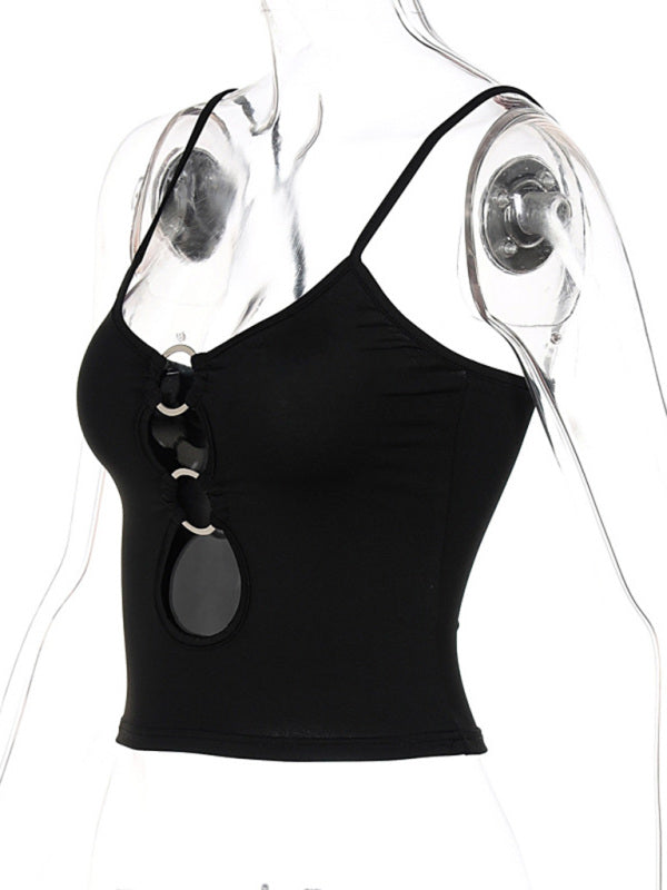 Francine Fashionable Chest Hollow Out Navel Slimming Camisole Top