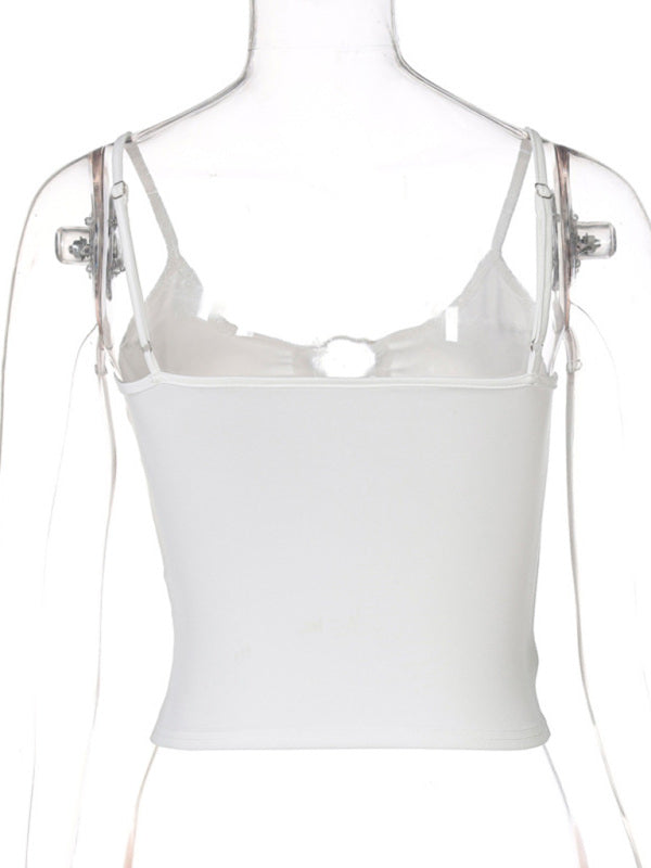 Francine Fashionable Chest Hollow Out Navel Slimming Camisole Top