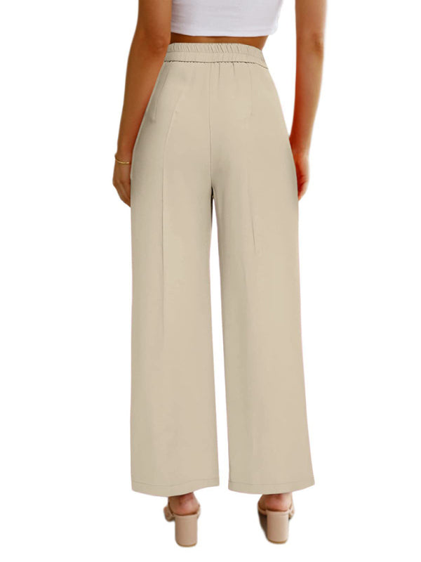 Briella Women's Casual Wide Leg Dress Pants High Waist Button Down Trousers With Pockets