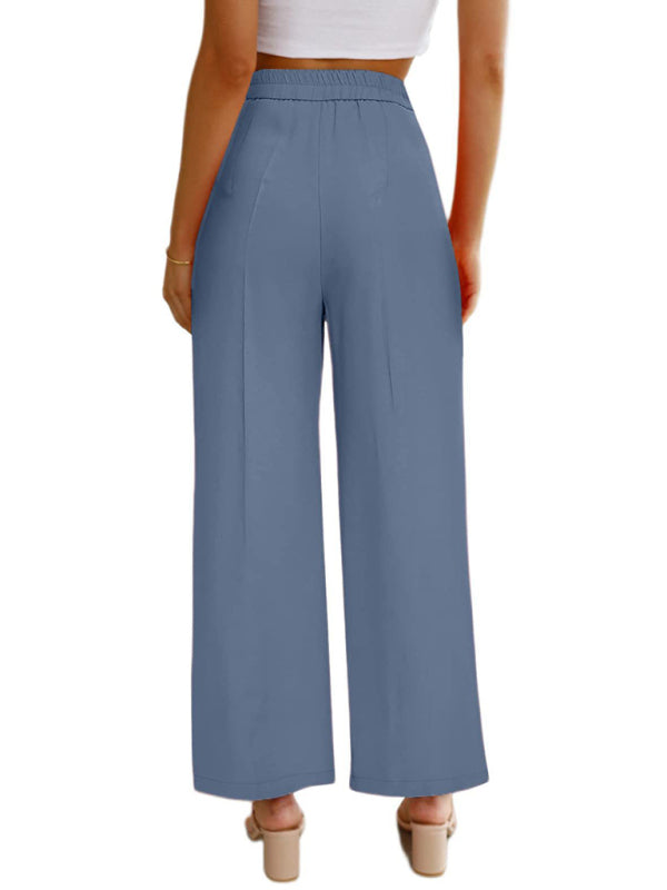 Briella Women's Casual Wide Leg Dress Pants High Waist Button Down Trousers With Pockets