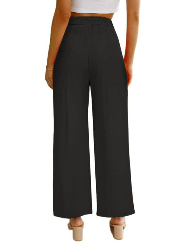 Briella Women's Casual Wide Leg Dress Pants High Waist Button Down Trousers With Pockets