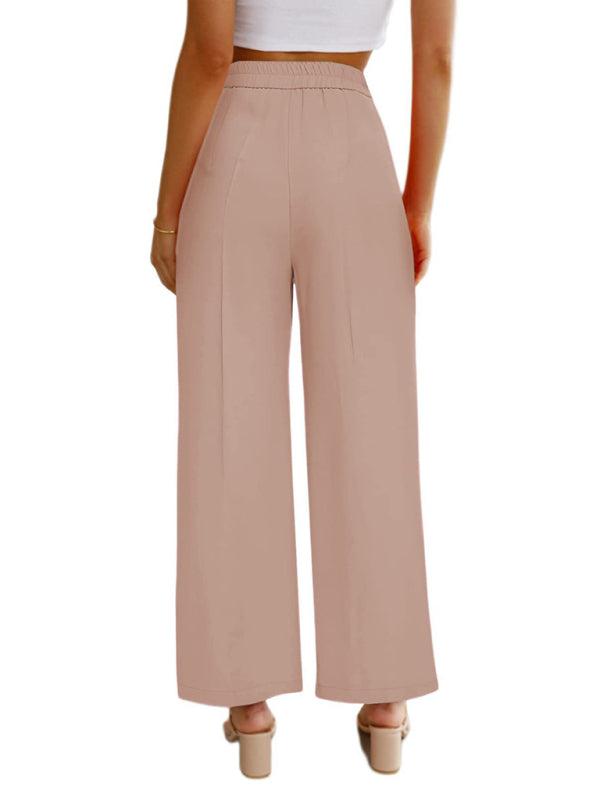 Briella Women's Casual Wide Leg Dress Pants High Waist Button Down Trousers With Pockets