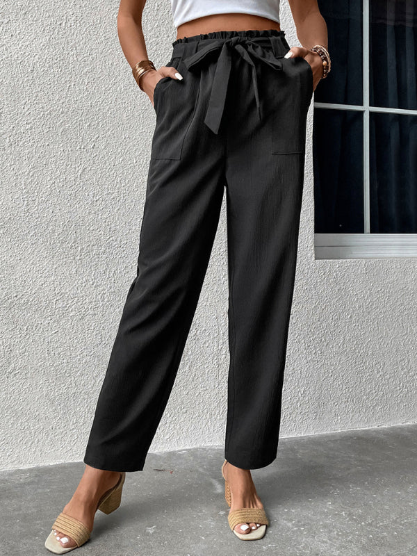 Amelia Women High-Waist Tie Belt Loose Pants