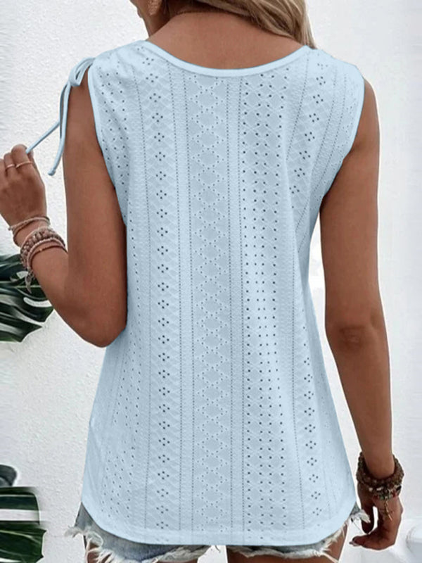 Emelina Women's Single Breasted Casual Solid Color U-Neck Tank Top