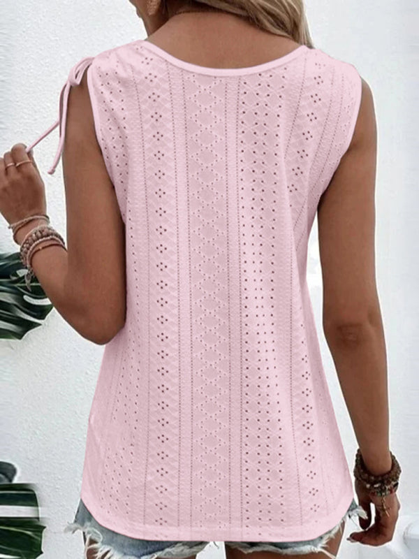 Emelina Women's Single Breasted Casual Solid Color U-Neck Tank Top