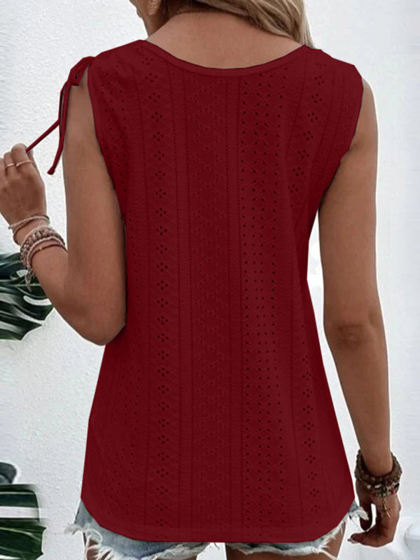 Emelina Women's Single Breasted Casual Solid Color U-Neck Tank Top