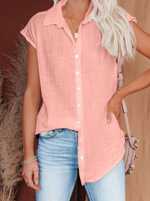 Bethel Women's Woven Casual All-Match Light Short-Sleeved Shirt