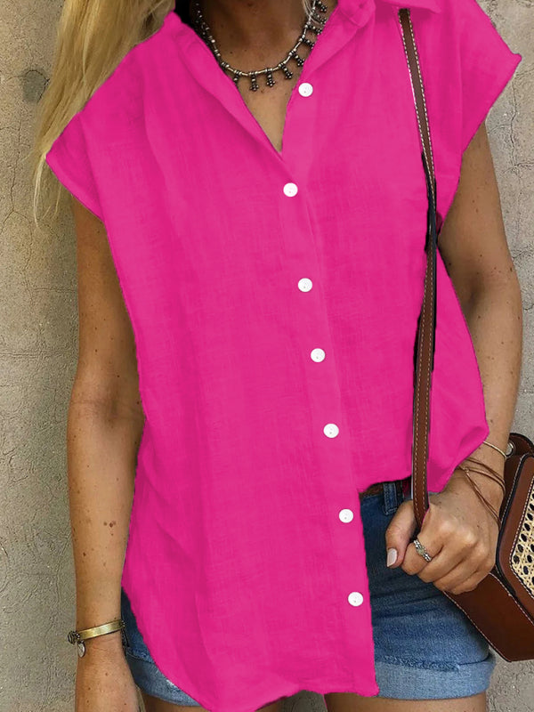 Bethel Women's Woven Casual All-Match Light Short-Sleeved Shirt