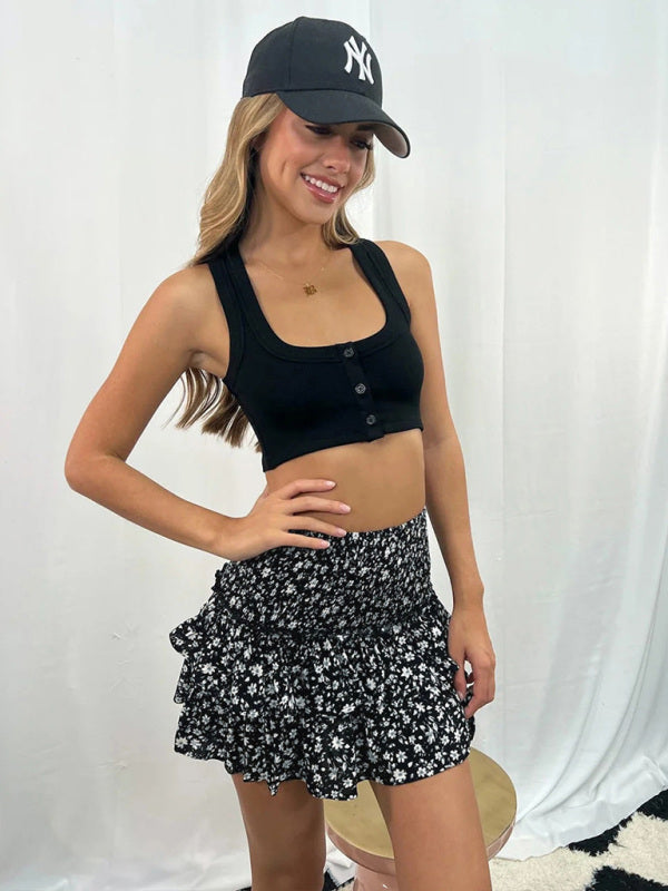 Lyra Women's Casual Fashion Versatile Printed Short Skirt