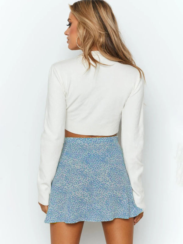 Katalina Floral Skirt High Waist Umbrella Skirt Invisible Zipper Chiffon Printed Skirt For Women