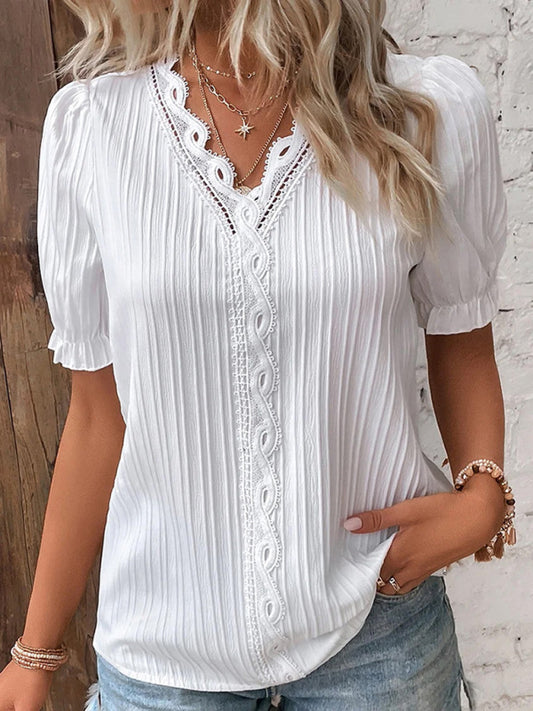 Dinah Summer New Holiday Fashion Hollow Short-Sleeved Women's Shirt