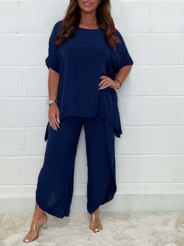 Kate New Women's Light And Breathable Split Side Wide-Leg Pants Suit