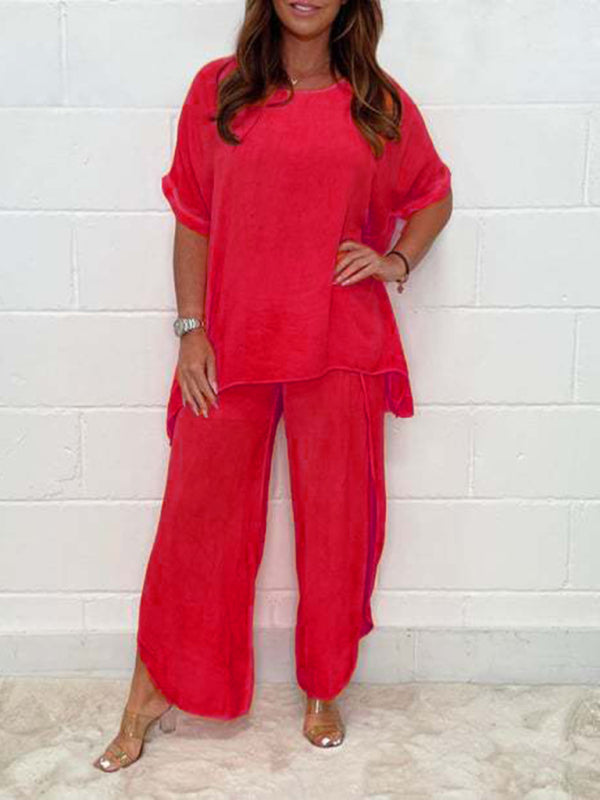 Kate New Women's Light And Breathable Split Side Wide-Leg Pants Suit