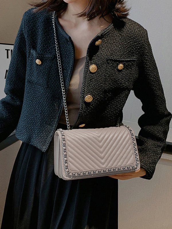 Embroidered Thread Chain Portable Small Square Bag Shoulder Bag