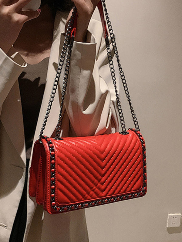 Embroidered Thread Chain Portable Small Square Bag Shoulder Bag