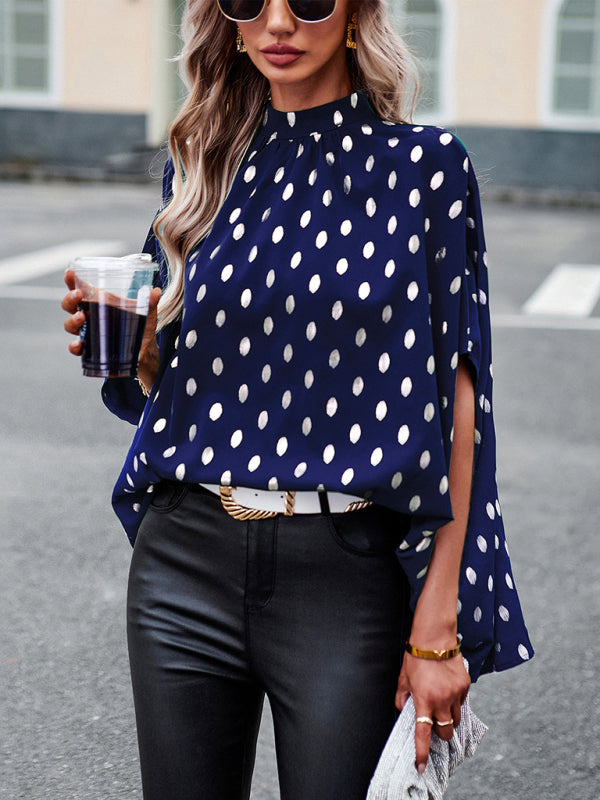 Freesia Golden Polka Dot Temperament Design Sense Long-Sleeved Blouse
