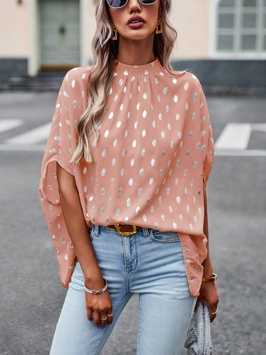 Freesia Golden Polka Dot Temperament Design Sense Long-Sleeved Blouse