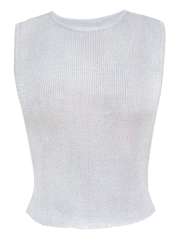 Kenna Fashion Round Neck Shiny Skinny Sexy Glitter Tank Top