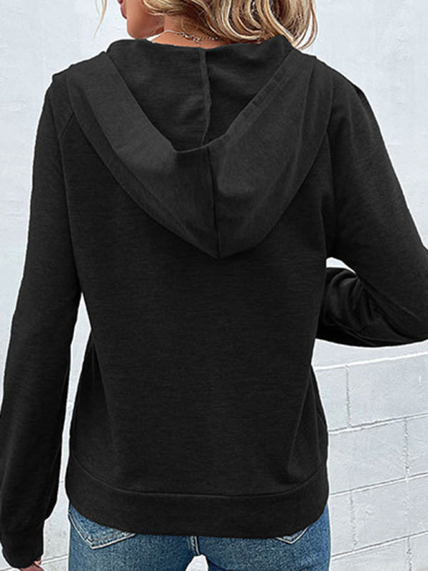 Bryanna New Women's Long-Sleeved Hooded Open Button Collar Solid Color Sweater