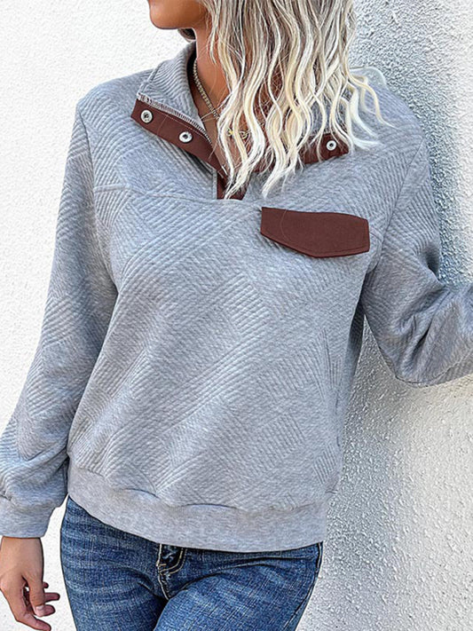 Lauryn New Women's Long-Sleeved Lapel Open Button Solid Color Sweater