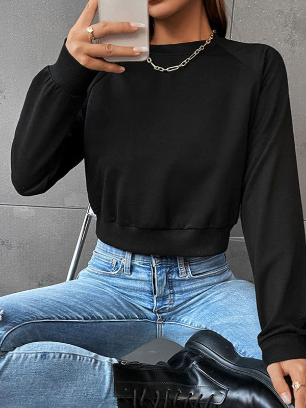 Lola New Women's Long-Sleeved Round Neck Solid Color Sweater