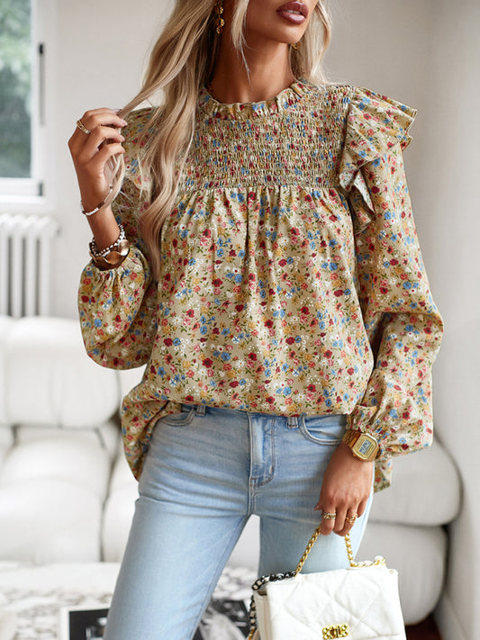 Maribelle Floral Shirt Femininity Commuter Long Sleeve Blouse