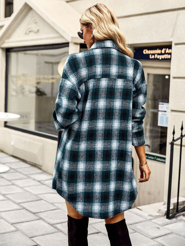 Neoma Plaid Shirt Long Tops Versatile Casual Women's Clothing