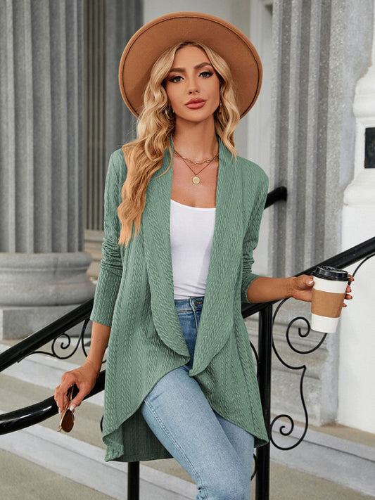 Reese Women's Long Sleeve Loose Collar Cardigan Top Knitted Jacket