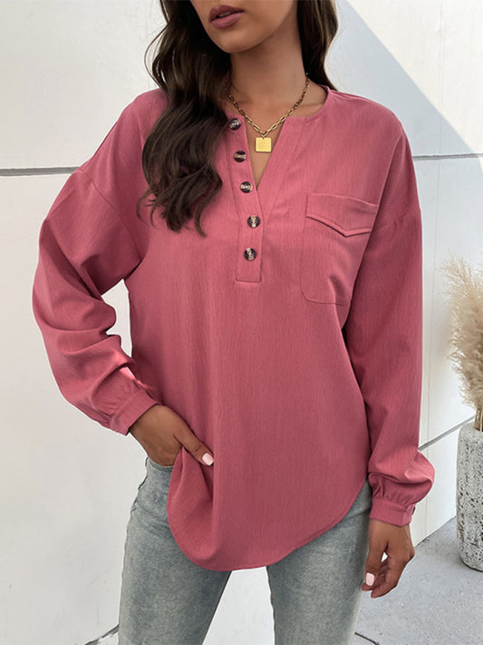 Merritt New Ladies Casual Long Sleeve Solid Color Shirt