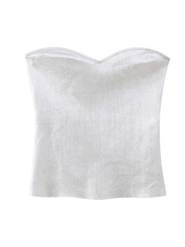 Lumi New Women's Fashion Sexy All-Match Off-Shoulder Underwear Knitted Top
