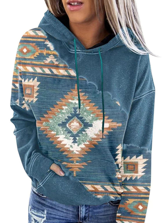 Elaina Positioning Print Coat Top Ladies Hooded Sweater
