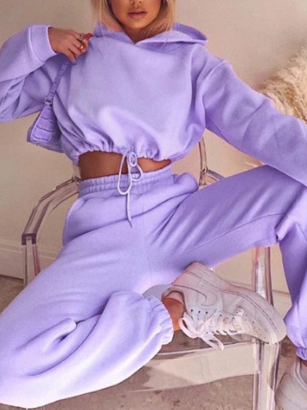 Angel Women's Fashion Long-sleeved Sweater Pants Casual Two-Piece Set