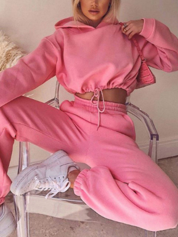 Angel Women's Fashion Long-sleeved Sweater Pants Casual Two-Piece Set