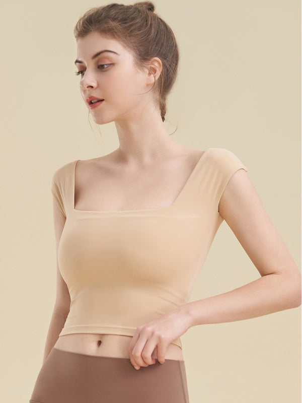 Cynthia Square Neck Sports Tight Tank Top For Women Yoga Clothing